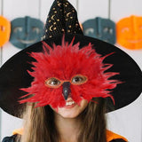 Maxbell Feather Mask Couple Masquerade Mask for Stage Performance Carnival Nightclub Red