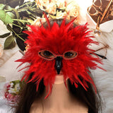 Maxbell Feather Mask Couple Masquerade Mask for Stage Performance Carnival Nightclub Red