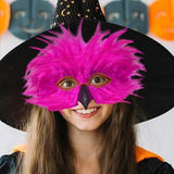 Maxbell Feather Mask Couple Masquerade Mask for Stage Performance Carnival Nightclub Rose