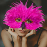 Maxbell Feather Mask Couple Masquerade Mask for Stage Performance Carnival Nightclub Rose