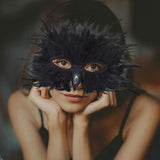 Maxbell Feather Mask Couple Masquerade Mask for Stage Performance Carnival Nightclub Black