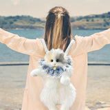 Maxbell Stuffed Cat Doll Backpack Lightweight Toy Knapsack for Dating Pet Lover Gift Blue Neckwear