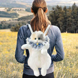 Maxbell Stuffed Cat Doll Backpack Lightweight Toy Knapsack for Dating Pet Lover Gift Blue Neckwear