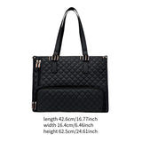 Maxbell Womens Tote Bag Quilted Lunch Box Laptop Bag for Collage Office Casual Black