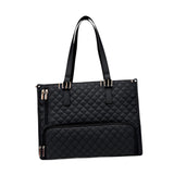 Maxbell Womens Tote Bag Quilted Lunch Box Laptop Bag for Collage Office Casual Black