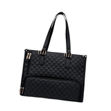 Maxbell Womens Tote Bag Quilted Lunch Box Laptop Bag for Collage Office Casual Black