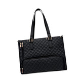 Maxbell Womens Tote Bag Quilted Lunch Box Laptop Bag for Collage Office Casual Black