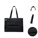 Maxbell Womens Tote Bag Quilted Lunch Box Laptop Bag for Collage Office Casual Black