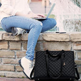 Maxbell Womens Tote Bag Quilted Lunch Box Laptop Bag for Collage Office Casual Khaki