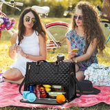 Maxbell Womens Tote Bag Quilted Lunch Box Laptop Bag for Collage Office Casual Khaki