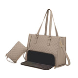 Maxbell Womens Tote Bag Quilted Lunch Box Laptop Bag for Collage Office Casual Khaki