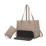 Maxbell Womens Tote Bag Quilted Lunch Box Laptop Bag for Collage Office Casual Khaki