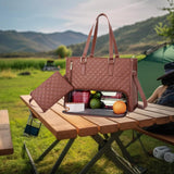 Maxbell Womens Tote Bag Quilted Lunch Box Laptop Bag for Collage Office Casual Brown