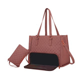 Maxbell Womens Tote Bag Quilted Lunch Box Laptop Bag for Collage Office Casual Brown