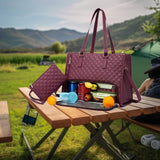 Maxbell Womens Tote Bag Quilted Lunch Box Laptop Bag for Collage Office Casual Red