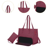 Maxbell Womens Tote Bag Quilted Lunch Box Laptop Bag for Collage Office Casual Red