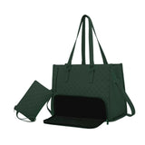Maxbell Womens Tote Bag Quilted Lunch Box Laptop Bag for Collage Office Casual Green