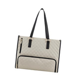 Maxbell Womens Tote Bag Quilted Lunch Box Laptop Bag for Collage Office Casual Beige