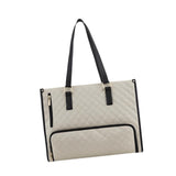 Maxbell Womens Tote Bag Quilted Lunch Box Laptop Bag for Collage Office Casual Beige