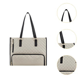Maxbell Womens Tote Bag Quilted Lunch Box Laptop Bag for Collage Office Casual Beige