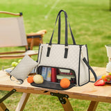 Maxbell Womens Tote Bag Quilted Lunch Box Laptop Bag for Collage Office Casual Beige