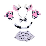 Cow Cosplay Set Ears Headband Bow Tie Skit Gloves Tail Set Fun for Carnivals Bowtie No Bell