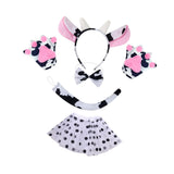 Cow Cosplay Set Ears Headband Bow Tie Skit Gloves Tail Set Fun for Carnivals Bowtie No Bell