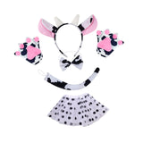 Cow Cosplay Set Ears Headband Bow Tie Skit Gloves Tail Set Fun for Carnivals Bowtie No Bell