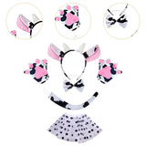 Cow Cosplay Set Ears Headband Bow Tie Skit Gloves Tail Set Fun for Carnivals Bowtie No Bell