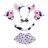 Cow Cosplay Set Ears Headband Bow Tie Skit Gloves Tail Set Fun for Carnivals Bowtie With Bell