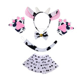 Cow Cosplay Set Ears Headband Bow Tie Skit Gloves Tail Set Fun for Carnivals Bowtie With Bell