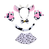 Cow Cosplay Set Ears Headband Bow Tie Skit Gloves Tail Set Fun for Carnivals Bowtie With Bell
