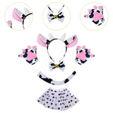 Cow Cosplay Set Ears Headband Bow Tie Skit Gloves Tail Set Fun for Carnivals Bowtie With Bell