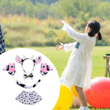 Cow Cosplay Set Ears Headband Bow Tie Skit Gloves Tail Set Fun for Carnivals Bowtie With Bell