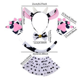 Cow Cosplay Set Ears Headband Bow Tie Skit Gloves Tail Set Fun for Carnivals Bowtie With Bell
