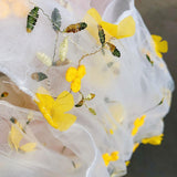 Maxbell Embroidery Flower Handbag Reusable Grocery Bag for Travel Camping Women Girl Yellow