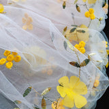 Maxbell Embroidery Flower Handbag Reusable Grocery Bag for Travel Camping Women Girl Yellow