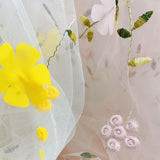 Maxbell Embroidery Flower Handbag Reusable Grocery Bag for Travel Camping Women Girl Yellow