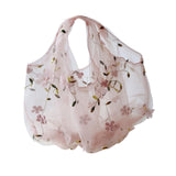 Maxbell Embroidery Flower Handbag Reusable Grocery Bag for Travel Camping Women Girl Pink