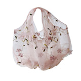 Maxbell Embroidery Flower Handbag Reusable Grocery Bag for Travel Camping Women Girl Pink