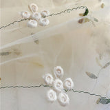 Maxbell Embroidery Flower Handbag Reusable Grocery Bag for Travel Camping Women Girl Apricot