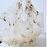 Maxbell Embroidery Flower Handbag Reusable Grocery Bag for Travel Camping Women Girl Apricot