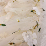 Maxbell Embroidery Flower Handbag Reusable Grocery Bag for Travel Camping Women Girl Apricot