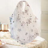 Maxbell Embroidery Flower Handbag Reusable Grocery Bag for Travel Camping Women Girl Gray