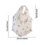 Maxbell Embroidery Flower Handbag Reusable Grocery Bag for Travel Camping Women Girl Gray