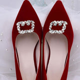 Maxbell 2x Crystal Shoe Buckles Bridal Shoes Decoration Shiny Rhinestones Shoe Clips