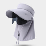 Maxbell Sun Visor Hat with Lens Hiking Fishing Hat for Travel Cycling Outdoor Sports Light Gray