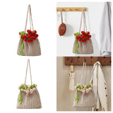 Maxbell 3D Rose Bouquet Bouquet Woven Beach Bag Shoulder Bag for Trip Shopping Pink