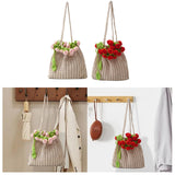 Maxbell 3D Rose Bouquet Bouquet Woven Beach Bag Shoulder Bag for Trip Shopping Pink