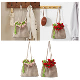 Maxbell 3D Rose Bouquet Bouquet Woven Beach Bag Shoulder Bag for Trip Shopping Pink